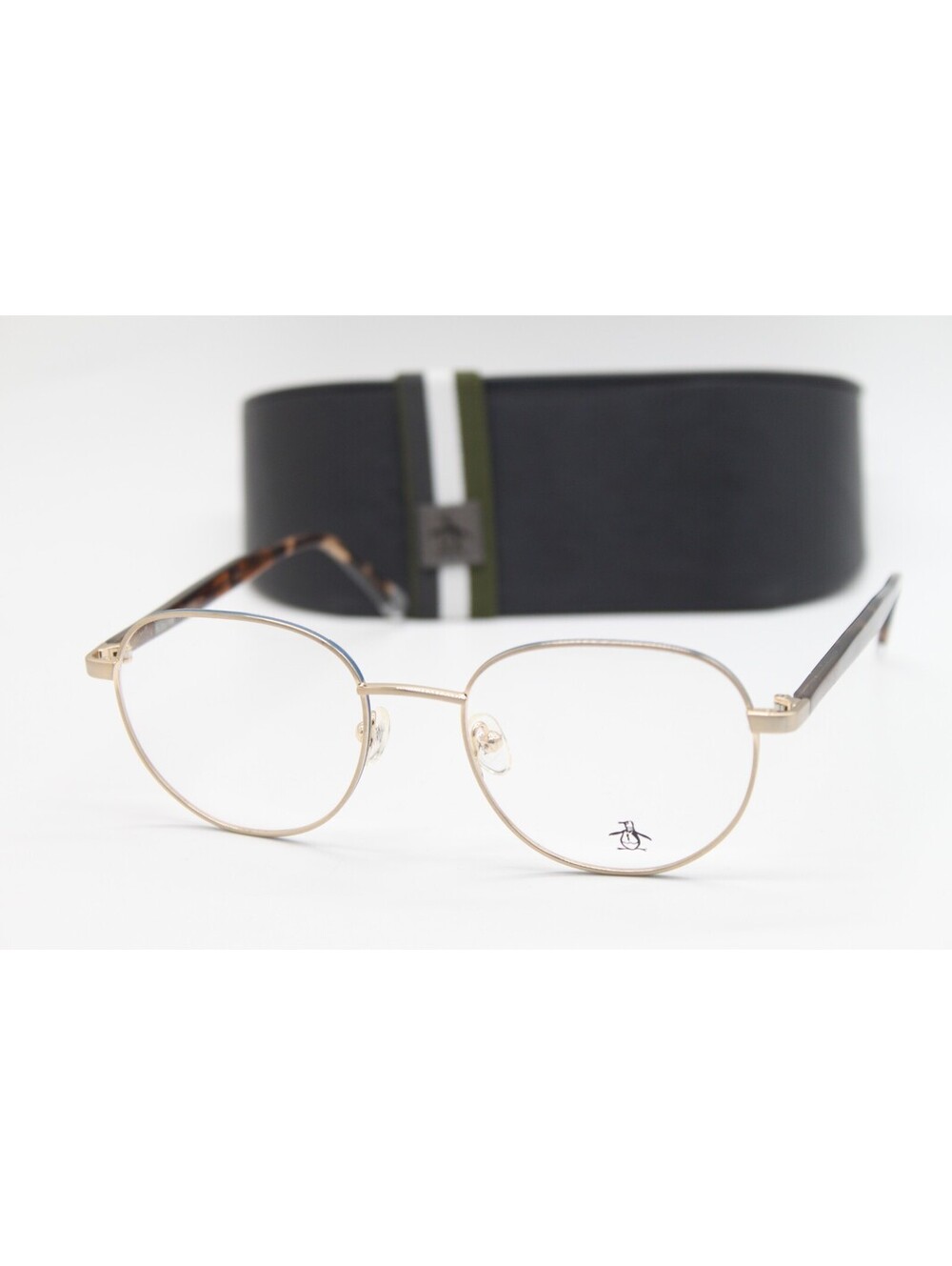 NEW PENGUIN THE PERKINS YG YELLOW GOLD BROWN AUTHENTIC EYEGLASSES W/CASE 50-18